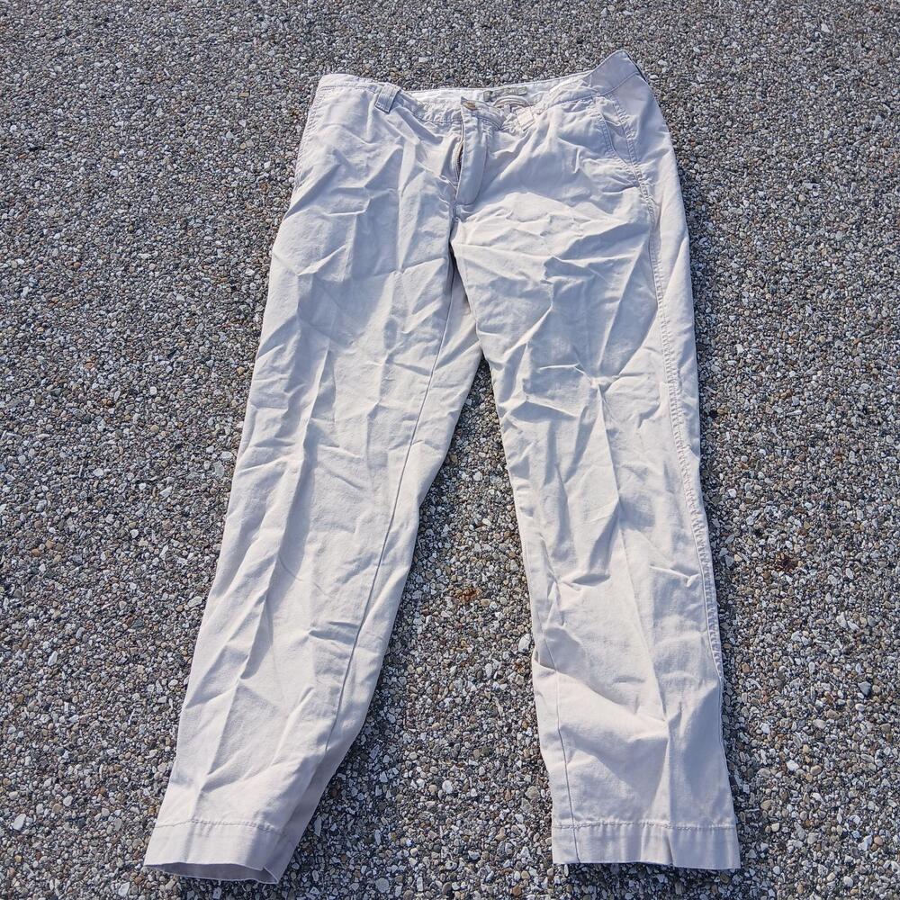 LL Bean Pants Mens 36x30 Beige Signature Slim Straight Chino Cotton Casual